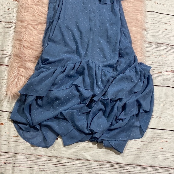 NWOT AEOM Blue Textured Ruffle Tiered Maxi Dress sz S - Picture 4 of 9